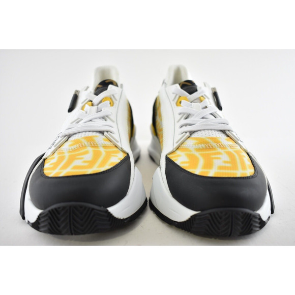 Fendi Mens Vertigo Flow Yellow Monogram White FF Logo Side Zip Low Sneaker 12 13 - Picture 5 of 12